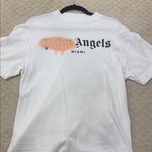 Palm Angels White and Orange Graphic Tee